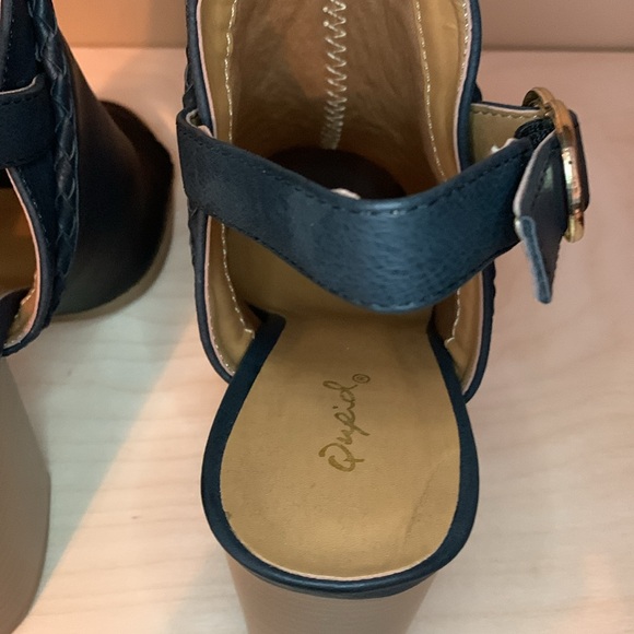 Qupid open toe chunky heel sling black size 9 (238) - Picture 6 of 10